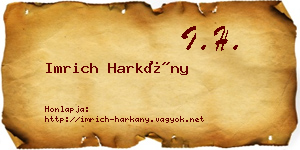 Imrich Harkány névjegykártya